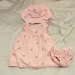 JoJo Maman Bebe Pink Gingham Dress Set